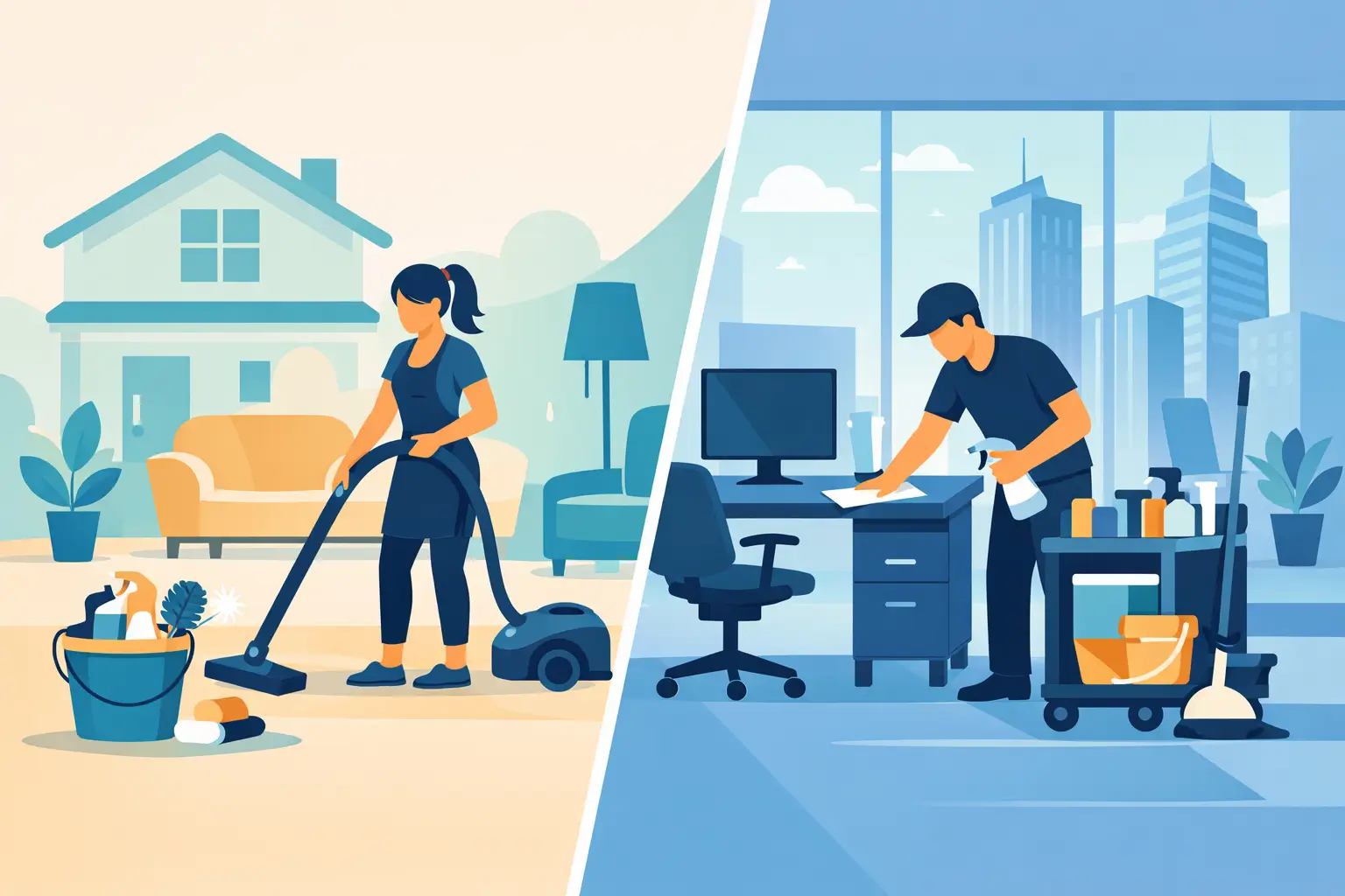 Residential Cleaning vs Office Cleaning